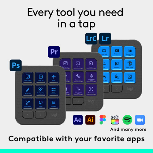 Console numérique programmable et molette de commande MX Creative de Logitech - Gris pâle