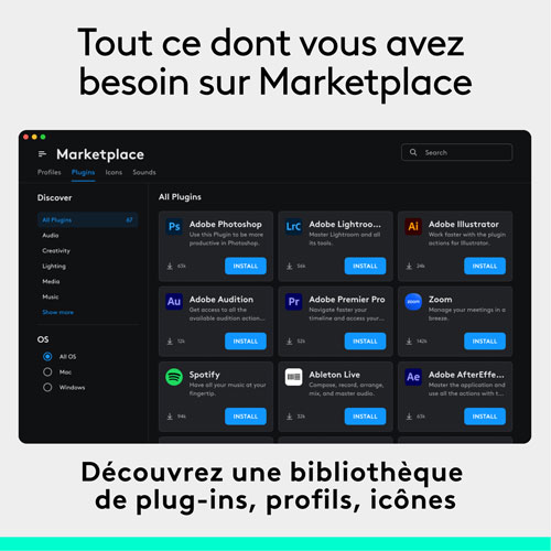 Console numérique programmable et molette de commande MX Creative de Logitech - Graphite