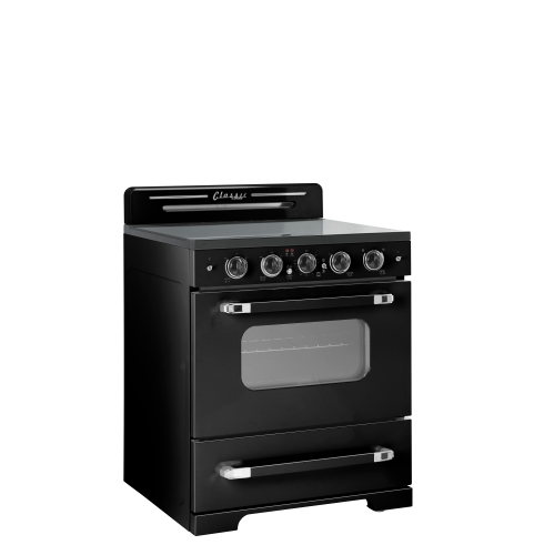Unique Appliances Classic Retro 30-inch 3.9 cu. ft. Retro Electric Range with Convection Oven in Midnight Black