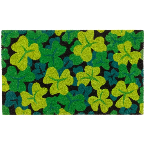 Black Coir Multicolor Green Shamrock Outdoor Doormat 18" x 30"