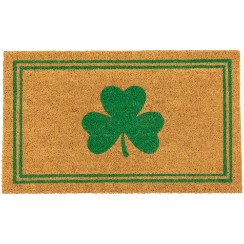 Natural Coir Shamrock with Stripes Outdoor Doormat 18" x 30"