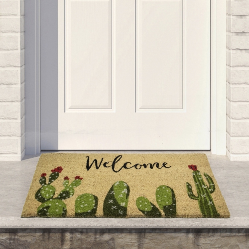 Natural Coir Cactus "Welcome" Outdoor Doormat 18" x 30"