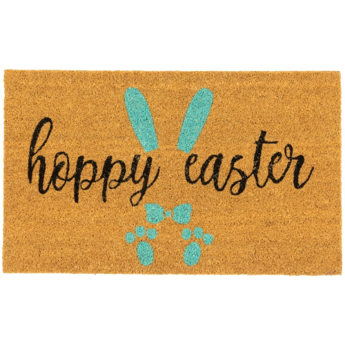 Tapis d'entrée d'extérieur en fibre de coco naturelle « Hoppy Easter », 18 x 30 po