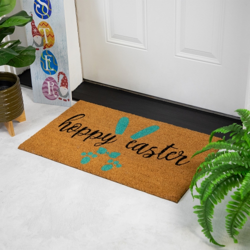 Natural Coir "Hoppy Easter" Outdoor Doormat - 18" x 30"