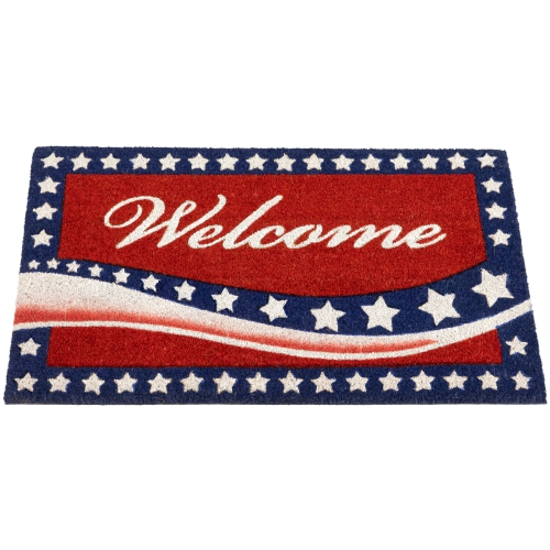 Stars and Stripes Welcome Outdoor Coir Patriotic Doormat - 18" x 30"