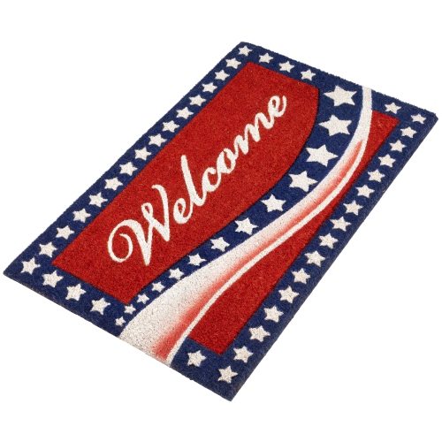 Stars and Stripes Welcome Outdoor Coir Patriotic Doormat - 18" x 30"