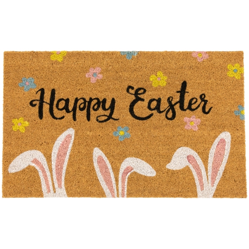 Natural Coir Happy Easter Bunny Ears Outdoor Doormat 18" x 30"