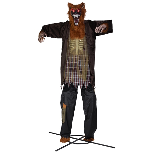 Décoration d'Halloween d'extérieur commerciale de loup-garou géant lumineux et animé - 12 pi
