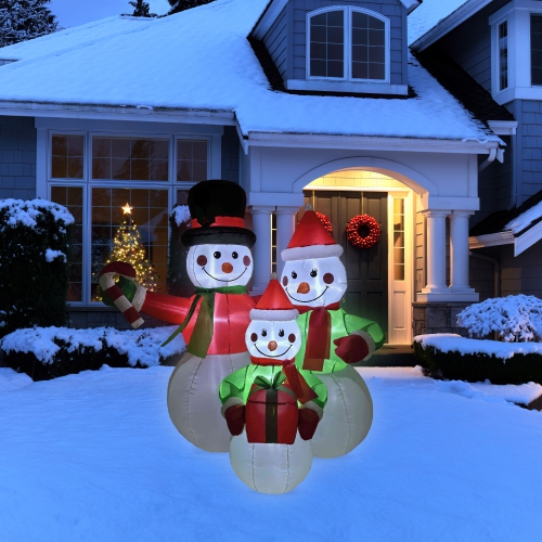 NORTHLIGHT  Lighted Inflatable Family Of Snowman Outdoor Christmas Decoration - 4'