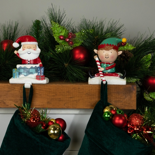 Santa and Elf Christmas Stocking Holders - 5" - Set of 2