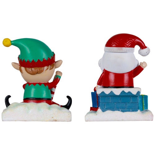 Santa and Elf Christmas Stocking Holders - 5" - Set of 2