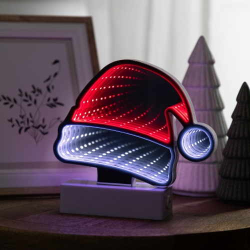 LED 3D Santa Hat Christmas Infinity Mirror - 6.5"