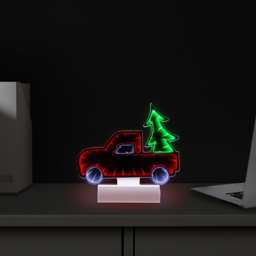 LED 3D Truck Christmas Infinity Mirror - 7.25"