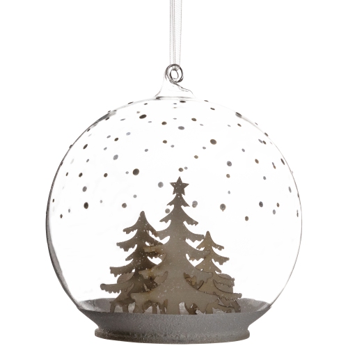 Deer Family in Snow Glass Globe Christmas Ornament - 4.75"