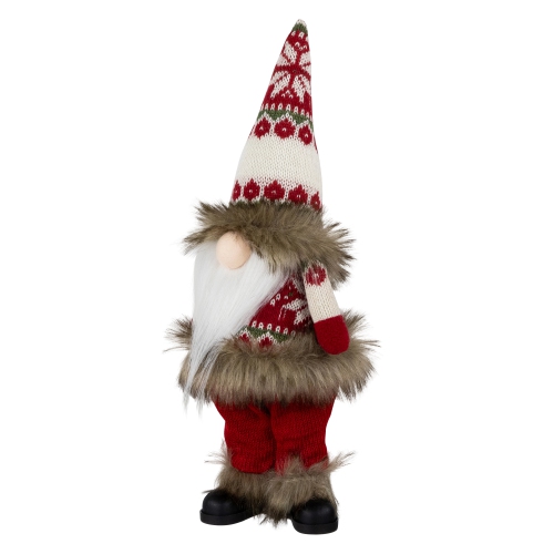 Standing Gnome with Knitted Outfit Christmas Figure - 19" - Red