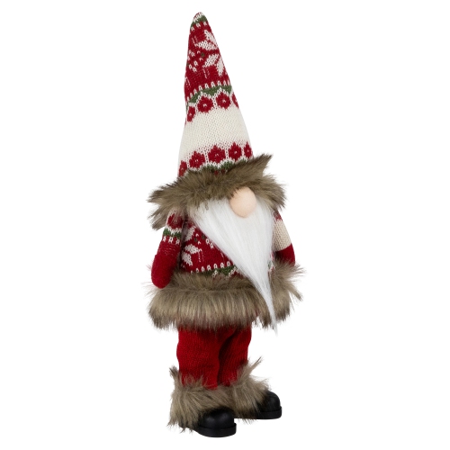 Standing Gnome with Knitted Outfit Christmas Figure - 19" - Red