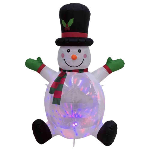 Lighted Inflatable Snowman with Top Hat Outdoor Christmas Decoration - 4'
