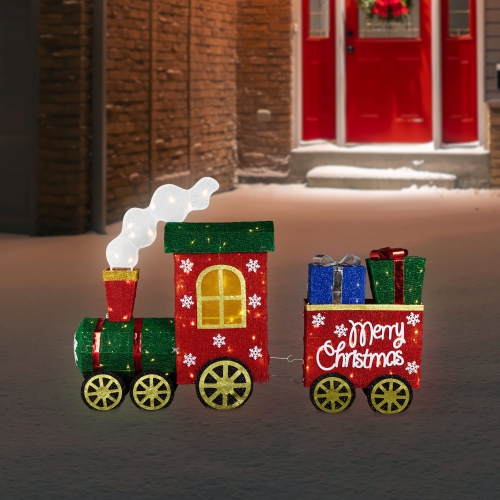 NORTHLIGHT  Lighted Train With Presents Outdoor Yard Decoration - 48" - - Warm White Led In Red