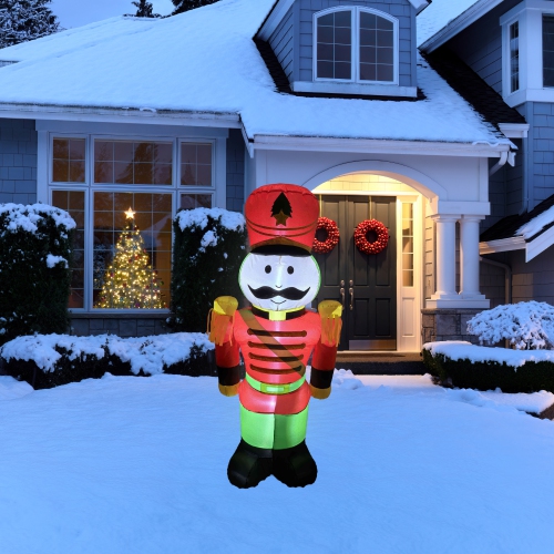 NORTHLIGHT  Led Lighted Inflatable Soldier Nutcracker Outdoor Christmas Decoration - 4.25'