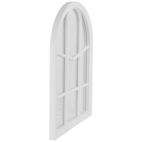 20" White Arched Windowpane Framed Wall Mirror