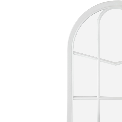 20" White Arched Windowpane Framed Wall Mirror