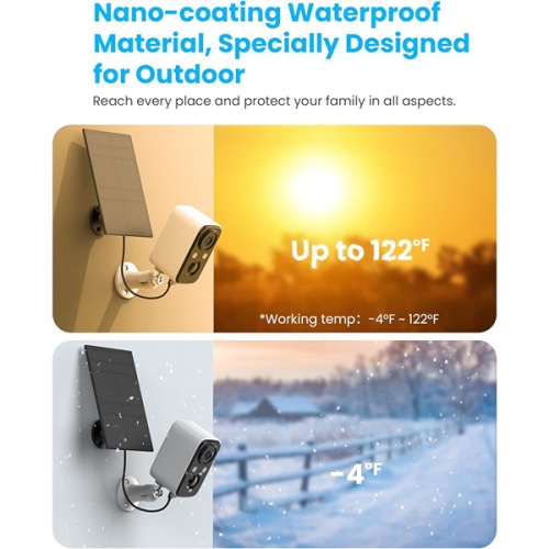 Security Camera Wireless Outdoor Solar - FOAOOD Camera Surveillance Exterieur for Home Security(1White)