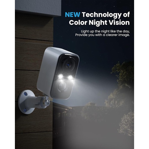 Security Camera Wireless Outdoor Solar - FOAOOD Camera Surveillance Exterieur for Home Security(1White)