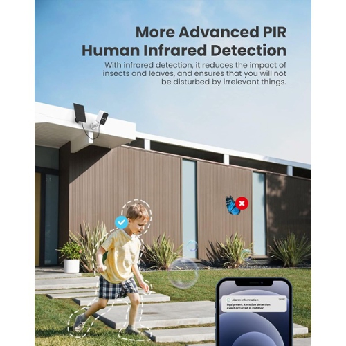 Security Camera Wireless Outdoor Solar - FOAOOD Camera Surveillance Exterieur for Home Security(1White)