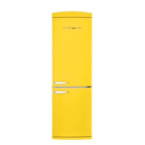 UNIQUE APPLIANCES  Classic Retro 24-Inch 12 Cu. Ft. Retro Frost Free Bottom Freezer Refrigerator In Canary In Yellow