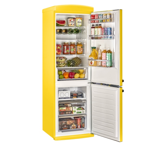 Unique Appliances Classic Retro 24-inch 12 cu. ft. Retro Frost Free Bottom Freezer Refrigerator in Canary Yellow