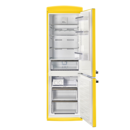 Unique Appliances Classic Retro 24-inch 12 cu. ft. Retro Frost Free Bottom Freezer Refrigerator in Canary Yellow
