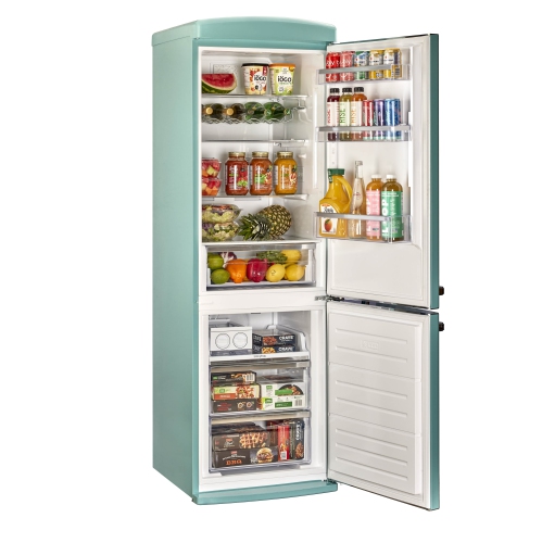 Unique Appliances Classic Retro 24-inch 12 cu ft Retro Frost Free Bottom Freezer Refrigerator in Ocean Mist Turquoise