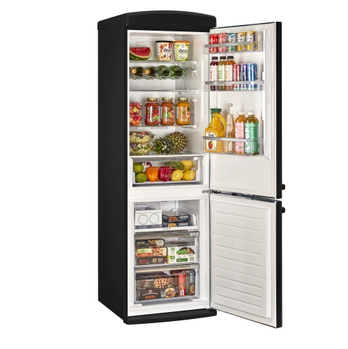 Classic Retro d'unique électroménagers de 24 po et 12 pi3. avec Réfrigérateur à congélateur inférieur sans givre de Retro Frost, noir mat