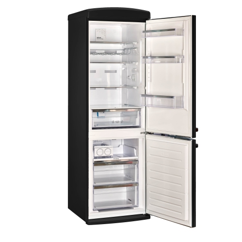 Classic Retro d'unique électroménagers de 24 po et 12 pi3. avec Réfrigérateur à congélateur inférieur sans givre de Retro Frost, noir mat