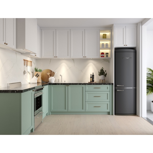 Classic Retro d'unique électroménagers de 24 po et 12 pi3. avec Réfrigérateur à congélateur inférieur sans givre de Retro Frost, noir mat