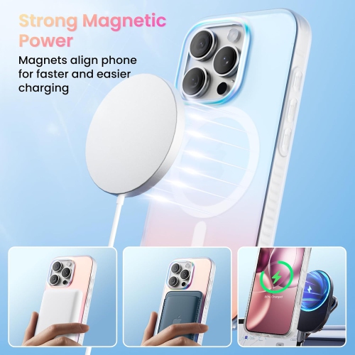 ORNARTO Magnetic Case for iPhone 16 Pro Compatible with MagSafe,Holographic Iridescent Cover,Shockproof Protective Rainbow Phone Case Magnetic for