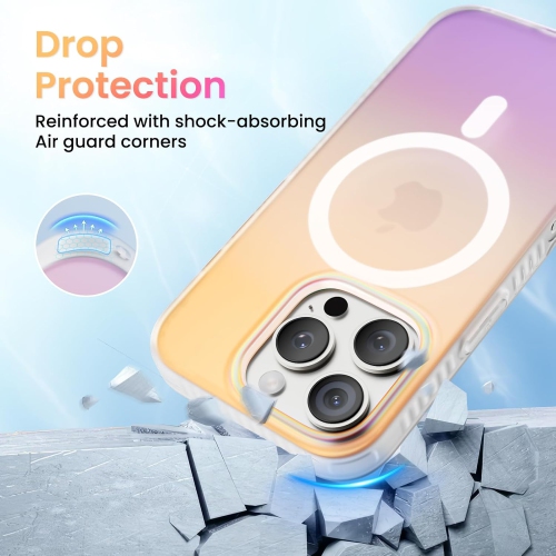 ORNARTO Magnetic Case for iPhone 16 Pro Compatible with MagSafe,Holographic Iridescent Cover,Shockproof Protective Rainbow Phone Case Magnetic for