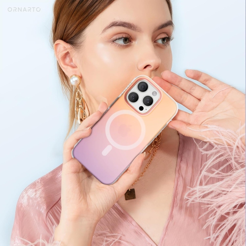 ORNARTO Magnetic Case for iPhone 16 Pro Compatible with MagSafe,Holographic Iridescent Cover,Shockproof Protective Rainbow Phone Case Magnetic for