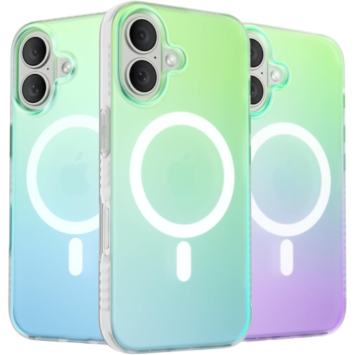 ORNARTO  Magnetic Case for Iphone 16 Compatible \w Magsafe, Holographic Iridescent Cover, Shockproof Protective Rainbow Phone Case Magnetic for Iphone