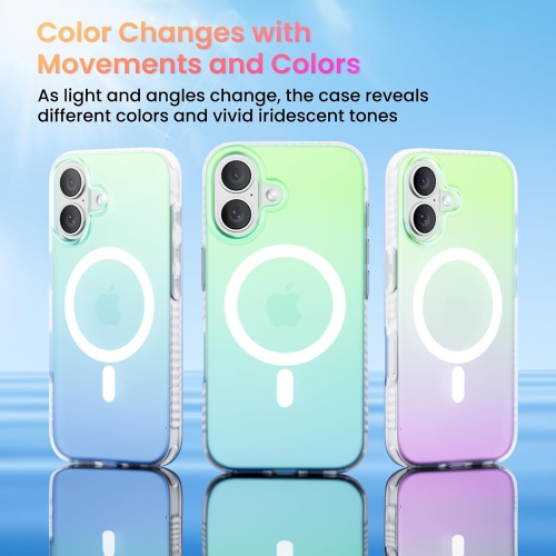 ORNARTO Magnetic Case for iPhone 16 Compatible with MagSafe,Holographic Iridescent Cover,Shockproof Protective Rainbow Phone Case Magnetic for iPhone