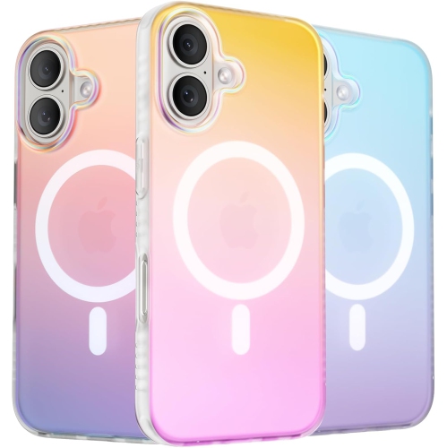ORNARTO Magnetic Case for iPhone 16 Compatible with MagSafe,Holographic Iridescent Cover,Shockproof Protective Rainbow Phone Case Magnetic for iPhone