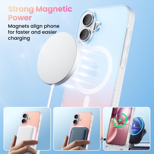 ORNARTO Magnetic Case for iPhone 16 Compatible with MagSafe,Holographic Iridescent Cover,Shockproof Protective Rainbow Phone Case Magnetic for iPhone