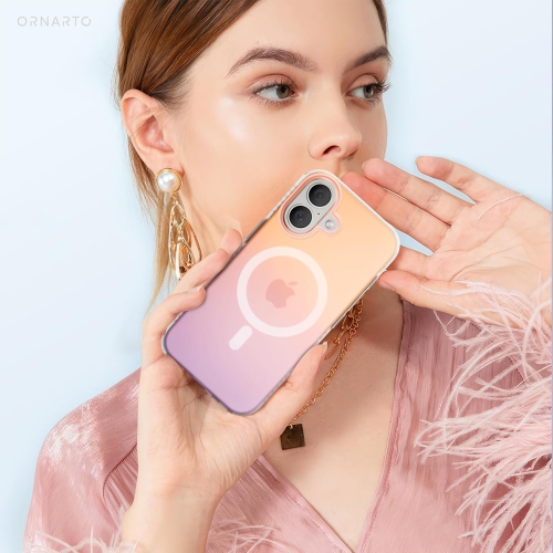 ORNARTO Magnetic Case for iPhone 16 Compatible with MagSafe,Holographic Iridescent Cover,Shockproof Protective Rainbow Phone Case Magnetic for iPhone