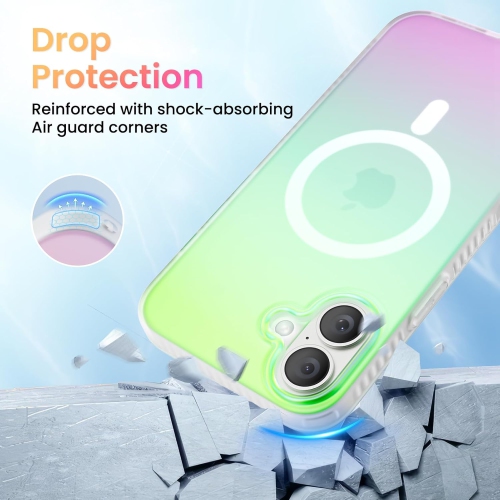 ORNARTO Magnetic Case for iPhone 16 Plus Compatible with MagSafe,Holographic Iridescent Cover,Shockproof Protective Rainbow Phone Case Magnetic for