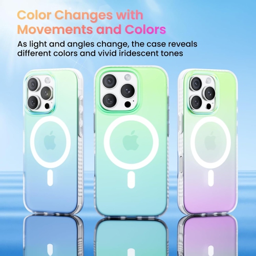 ORNARTO Magnetic Case for iPhone 16 Pro Compatible with MagSafe,Holographic Iridescent Cover,Shockproof Protective Rainbow Phone Case Magnetic for