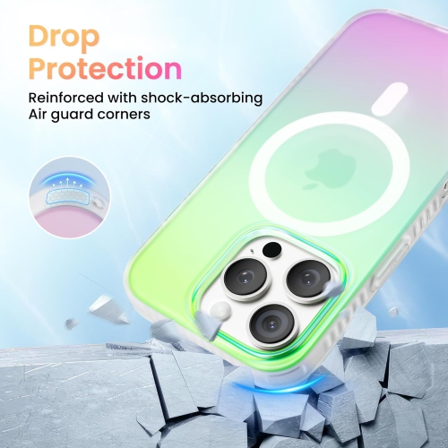 ORNARTO Magnetic Case for iPhone 16 Pro Compatible with MagSafe,Holographic Iridescent Cover,Shockproof Protective Rainbow Phone Case Magnetic for