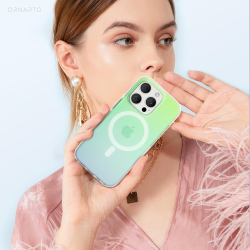 ORNARTO Magnetic Case for iPhone 16 Pro Compatible with MagSafe,Holographic Iridescent Cover,Shockproof Protective Rainbow Phone Case Magnetic for