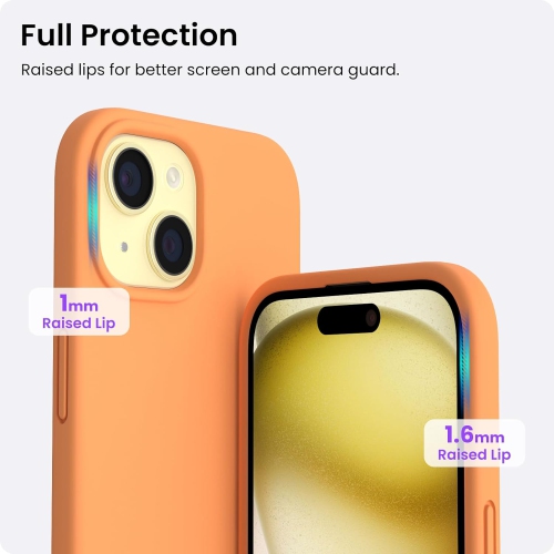 ORNARTO Compatible with iPhone 15 Case, Slim Liquid Silicone 3 Layers Full Covered Soft Gel Rubber Phone Case Protective Cover with Microfiber Lining