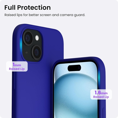 ORNARTO Compatible with iPhone 15 Case, Slim Liquid Silicone 3 Layers Full Covered Soft Gel Rubber Phone Case Protective Cover with Microfiber Lining