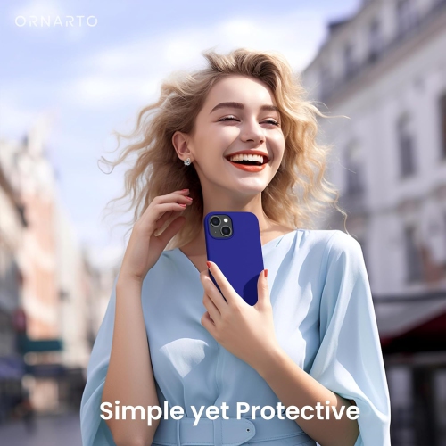 ORNARTO Compatible with iPhone 15 Case, Slim Liquid Silicone 3 Layers Full Covered Soft Gel Rubber Phone Case Protective Cover with Microfiber Lining